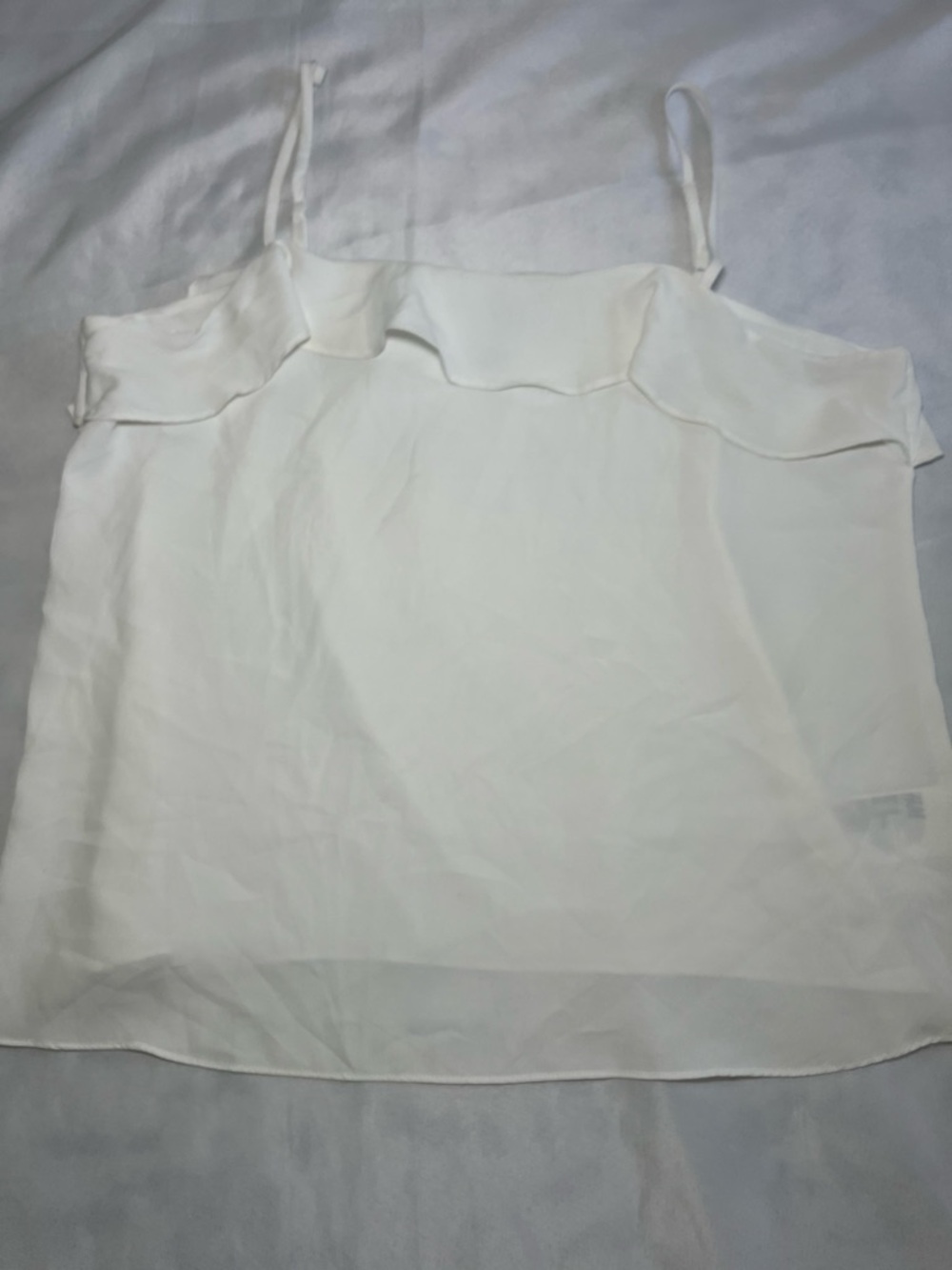 H&M White Ruffle Camisole Lightweight Tank Top Size 10